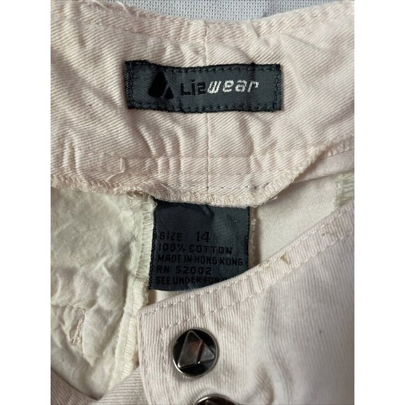 Lizwear Womens Beige Cargo Skort Size 14 100% Cotton Double Snap Zipper Closure - Picture 4 of 8